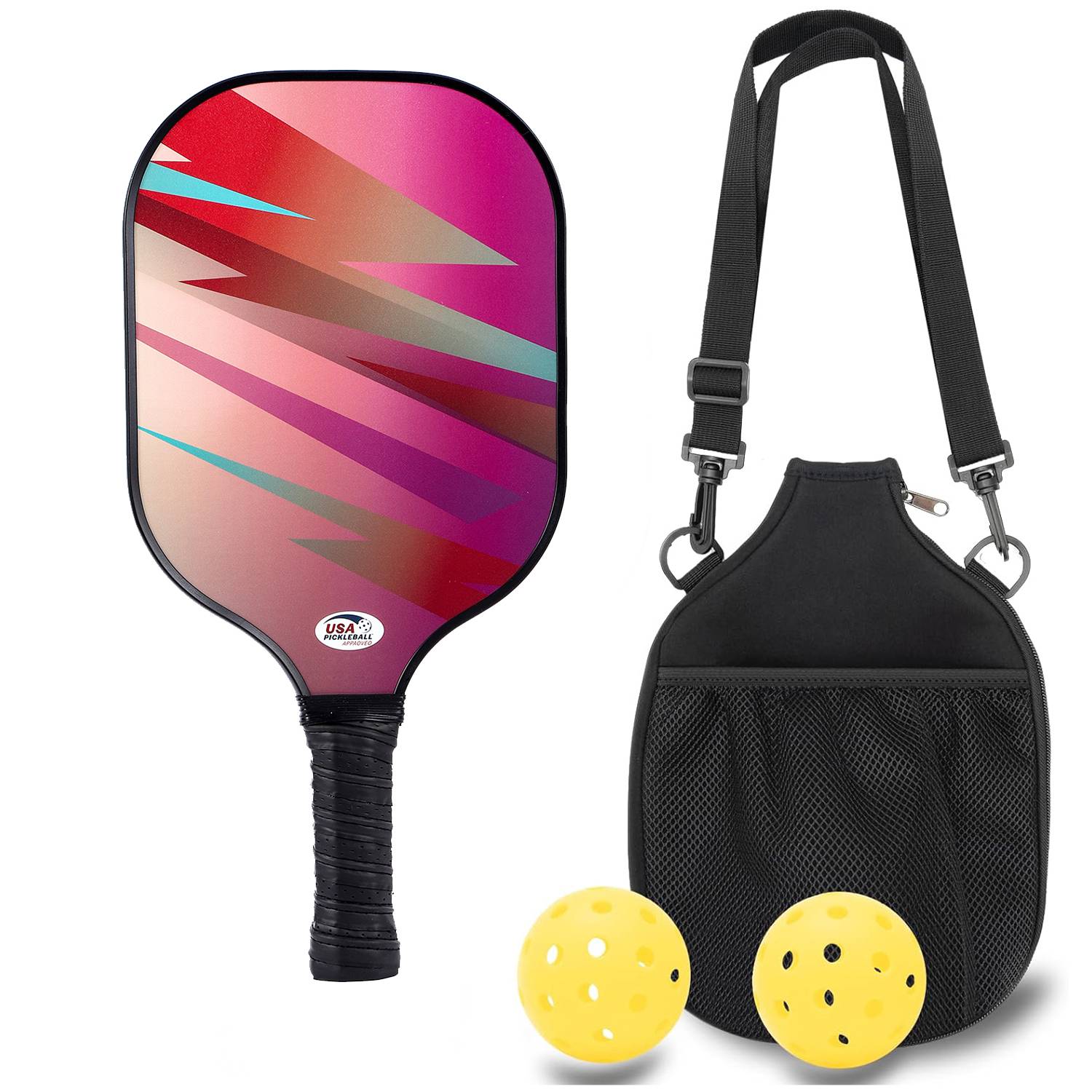 Carbon fiber [Striped red] Single+single -shot backpack+2 40 -hole outdoor balls